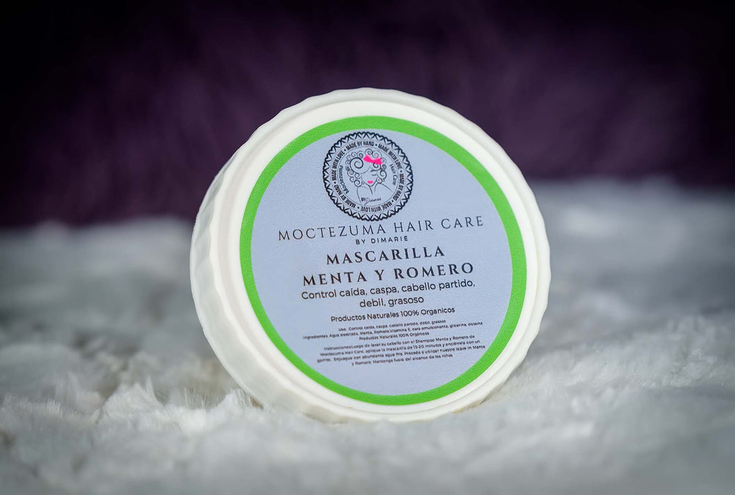 Mascarilla Menta y Romero- Control Caida, caspa, cabello partido, debil, grasoso