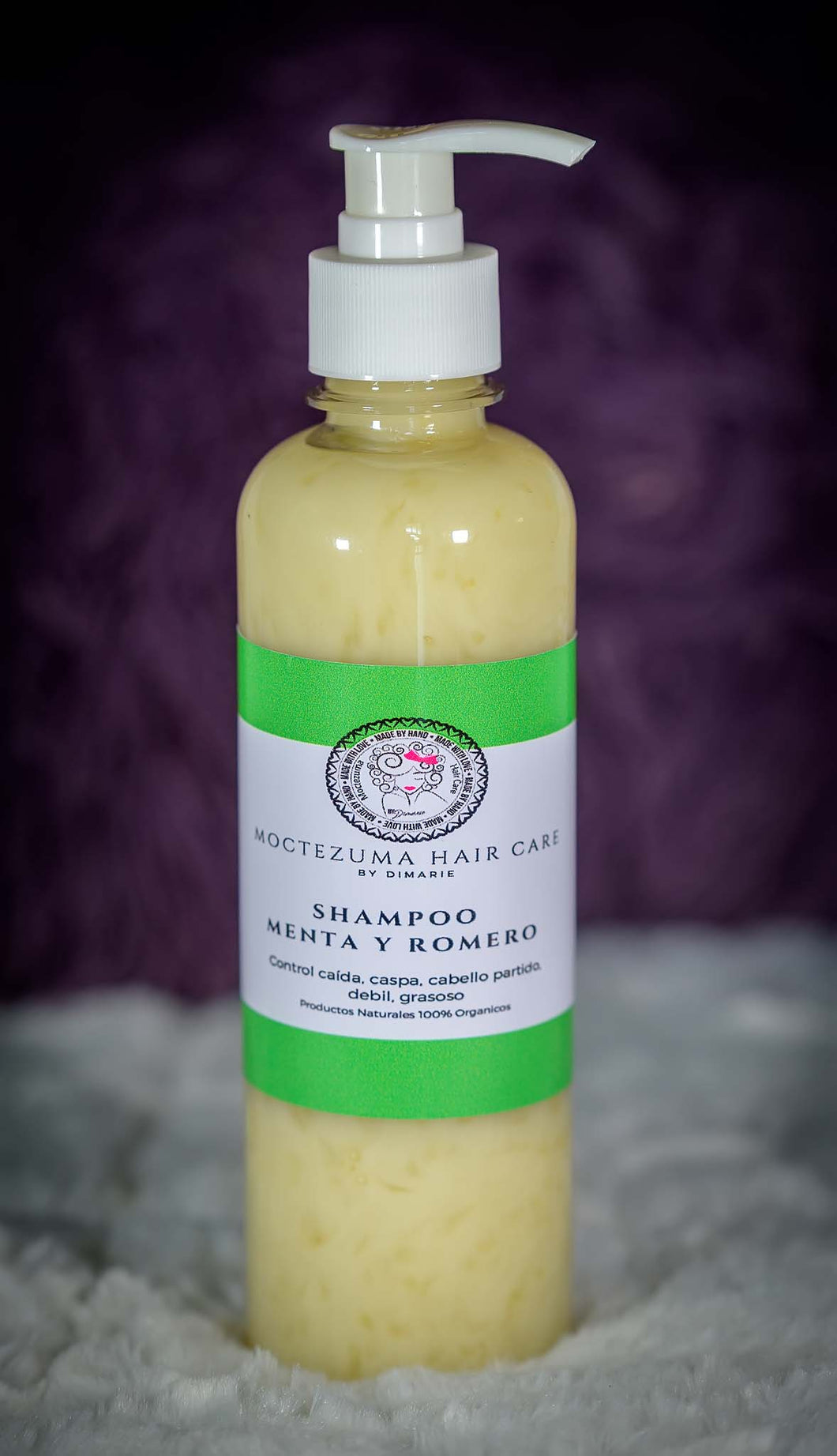 Shampoo de Menta y Romero: Control caída, caspa, cabello partido, débil, grasoso